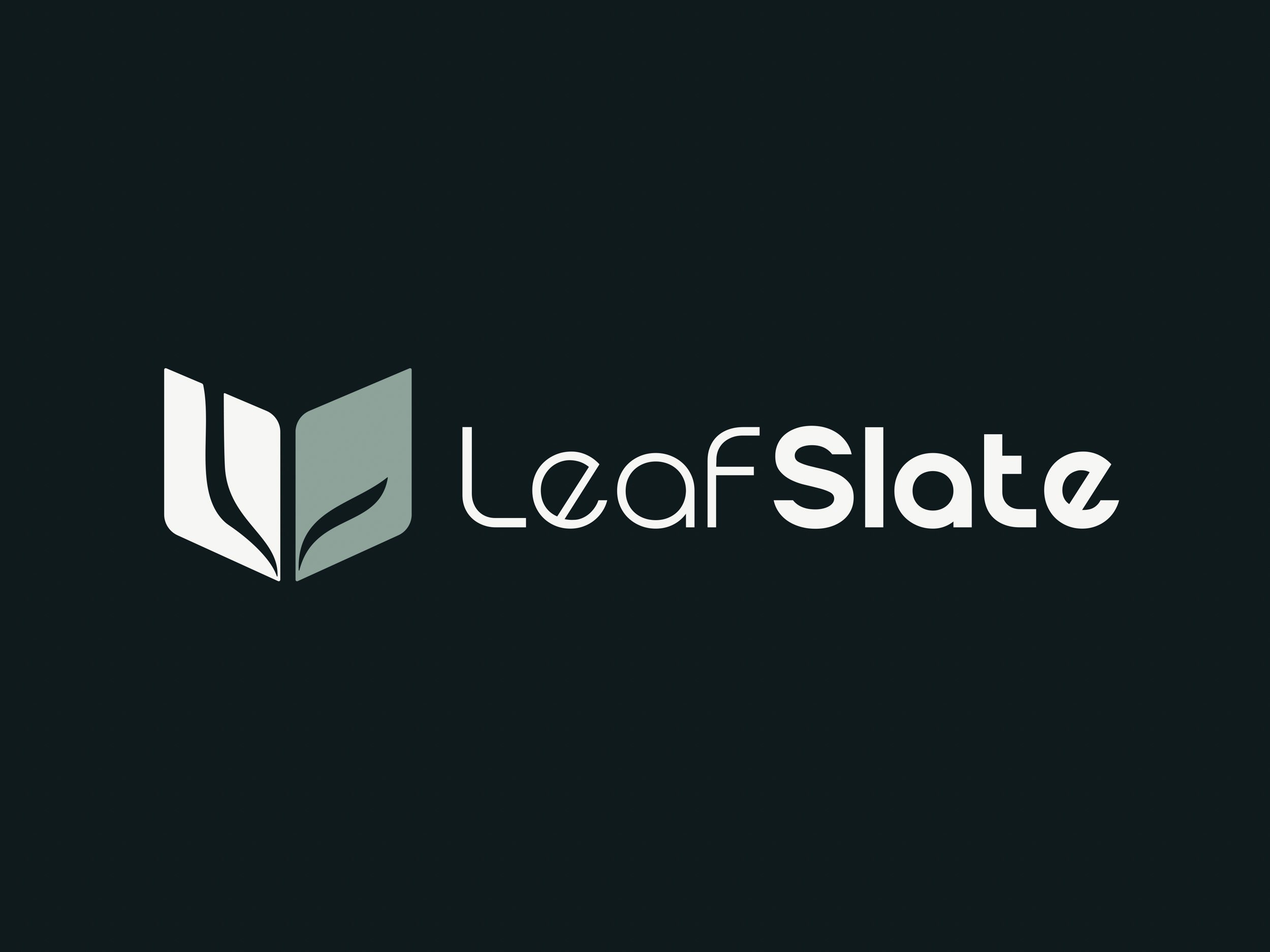 LeafSlate logo, centered on a dark charcoal or deep green background.