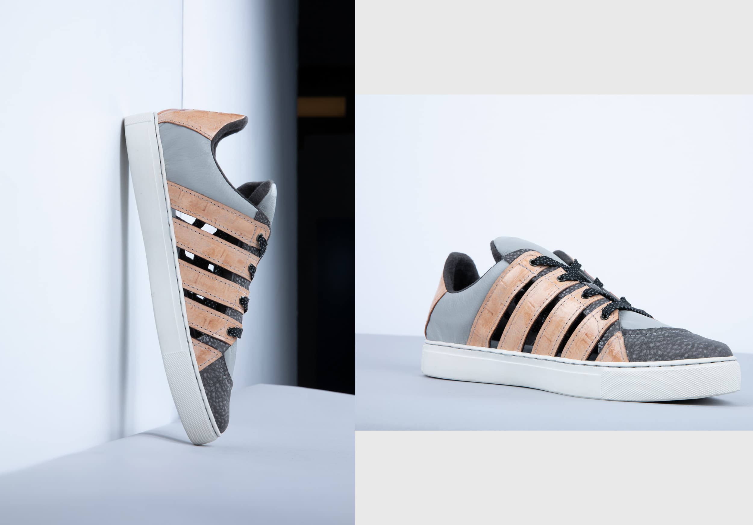 SCAD Savannah – Spring 2020 – Accessory Design – Student Work – Hannah Mokoski – Amston, CT – "Brutalist Sneakers" – Stools Series – Keys Hall – Photography Courtesy of SCAD — before retouching